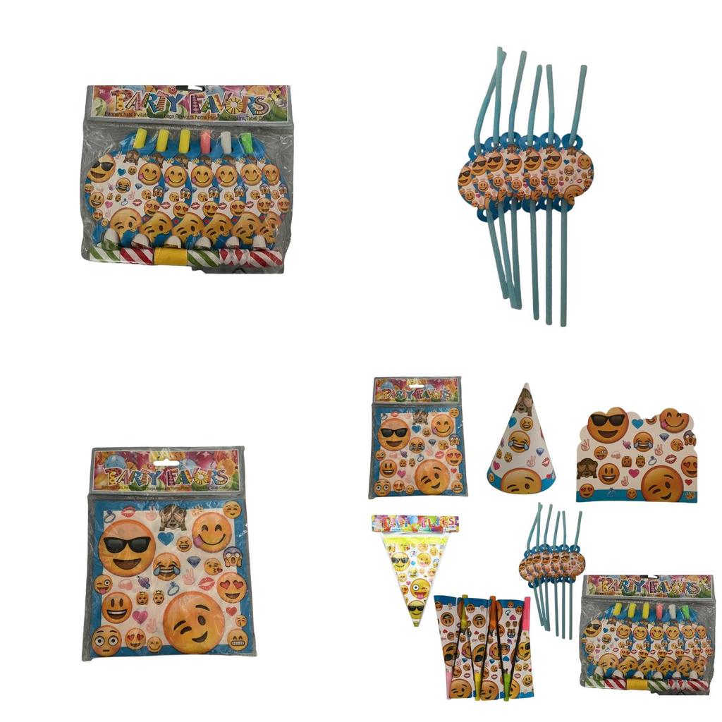 Emoji Party Tableware Set With Disposable Plates Cups Napkins And Tablecloth For Holiday Celebrations