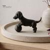 Creative Desk Accessories Mini Dachshund Football Figurine, Matte Black 3D Printed Statue, Statue Modern Style Minimalist Ornament for Home