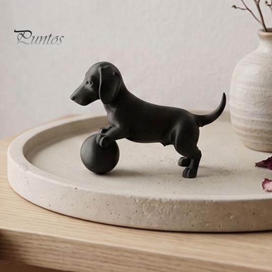 Creative Desk Accessories Mini Dachshund Football Figurine, Matte Black 3D Printed Statue, Statue Modern Style Minimalist Ornament for Home