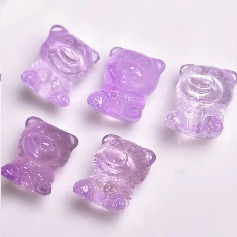 Amethyst Butterfly Flower Charm: Buddha, Nine-Tailed Fox, Cat, Rabbit, Crystal Bear Pendant