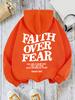 Casual Women's Hoodies Faith Over Fear Letter Printing Sweatshirts Fleece Warm Comfortable Pocket Pullovers Autumn Streetwear