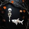Pack Of 2 Skeleton Angler Shark Figurines Resins Ornaments Wall Mounted Gothic Decors For Interior Or Fish Tanks Theme