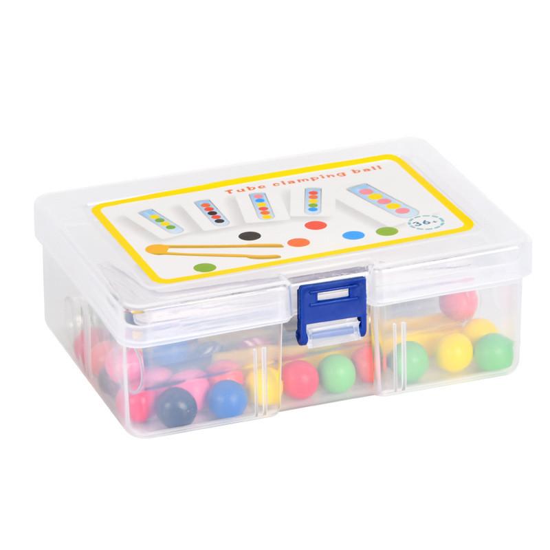 Wooden Double Tube Bead Clip Toy For Kids Fine Motor Skills Development