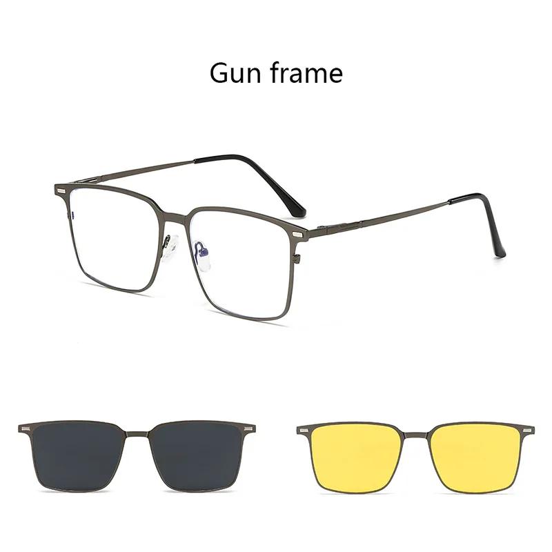 3 In1 Blue Light Blocking Glasses with Magnetic Polarized Clip-On Sunglass Lens Multi-use Polarized/ Night Vision Eyewear