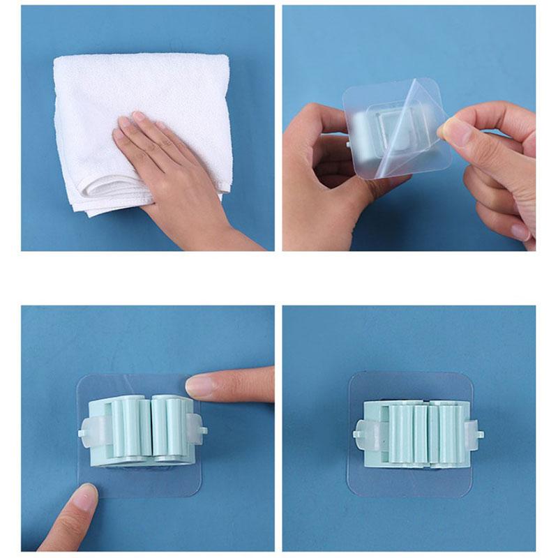 Traceless Sucker Hook Mop Holder Wall Mounted Mop Organizer Holder Brush Broom Hanger Storage Rack