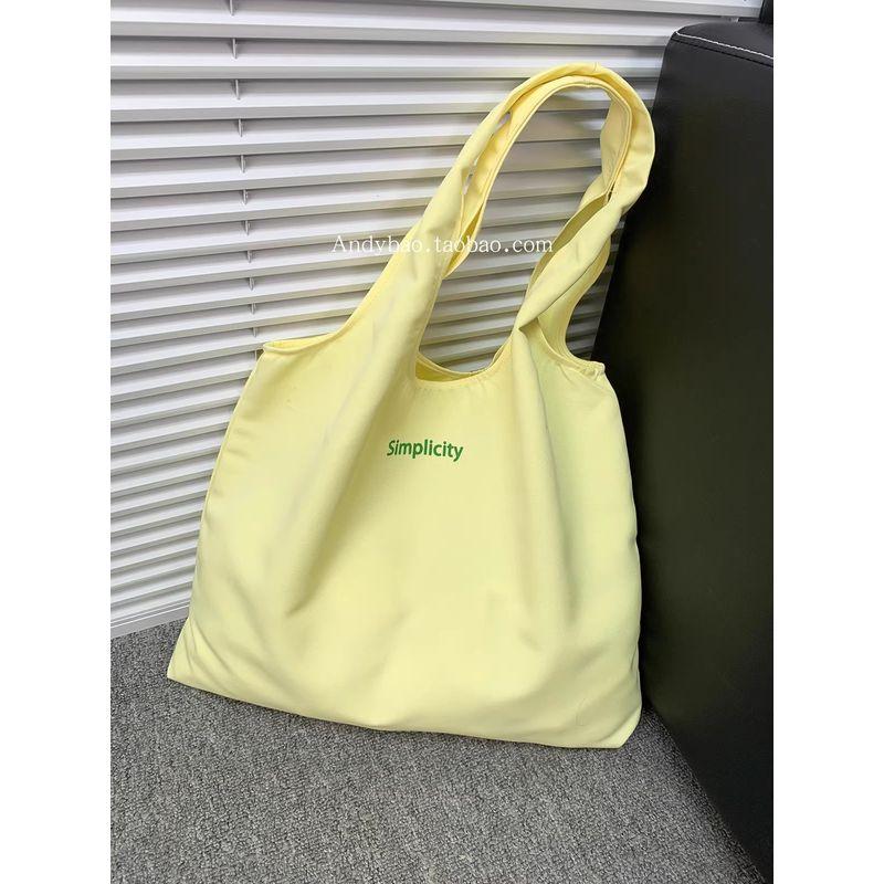 

Summer 2025 New Arrival Thin Canvas Bag Women s Large Capacity Shoulder Mother and Daughter Work Student Handbag Korean Style simplicity light yellow vest