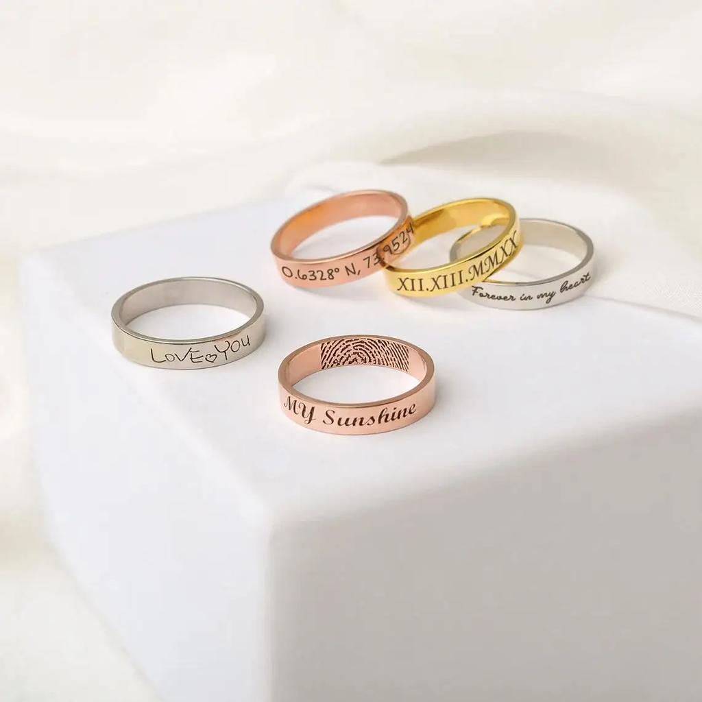 Anello Personalizzato con Incisione di Parole All'interno All'esterno Anello Sottile Personalizzato Impilabile Unisex Promessa Eternità Regali per Anniversario