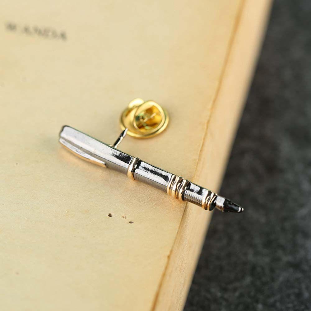 Pen Shape Gold Color Brooch Pins Pen Shape Brooch Men Brooches Korean Style Suit Shirt Brooch