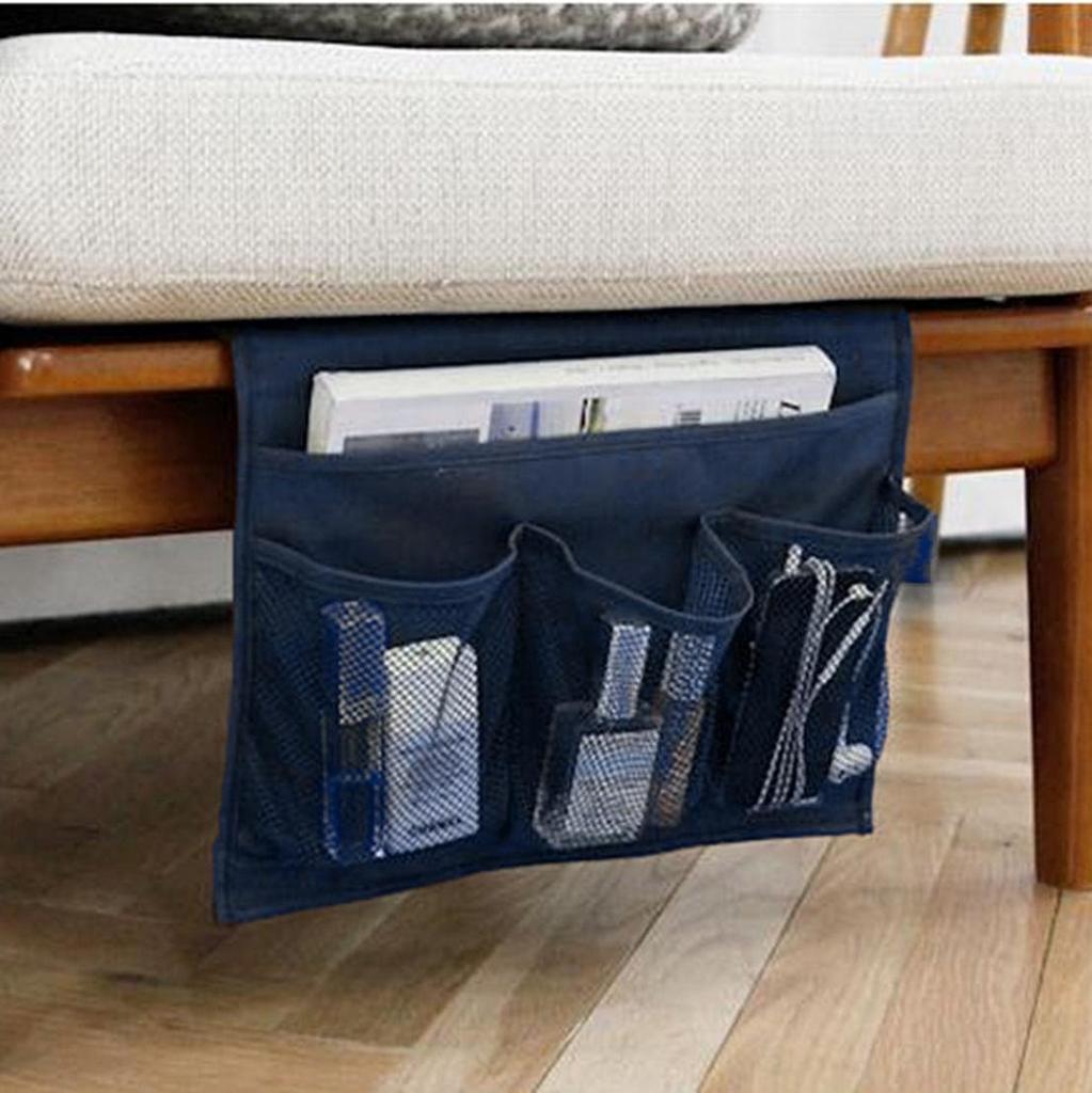 XSAJU This is a convenient storage item Bedside Pocket Rack for organizing remote controls and small items (Navy)