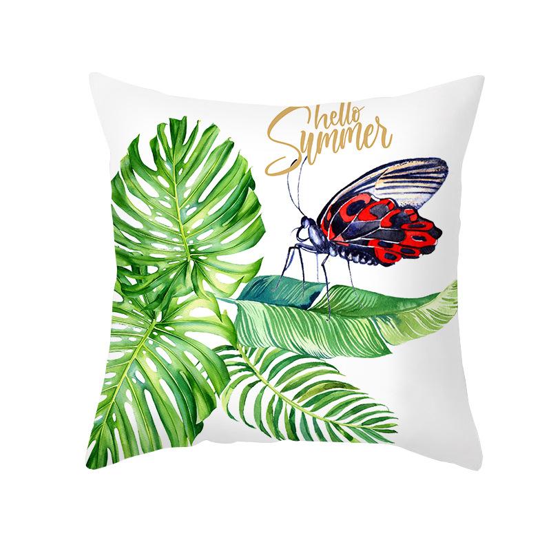 Ins Summer Green Plant Pillow Cover New Watercolor Pineapple Sofa Cushion Cover Home Supplies Pillow