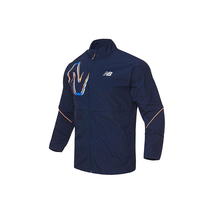 Мужские куртки New Balance Темно-синие С воротником-стойкой Умеренные AMJ21265-ECL S