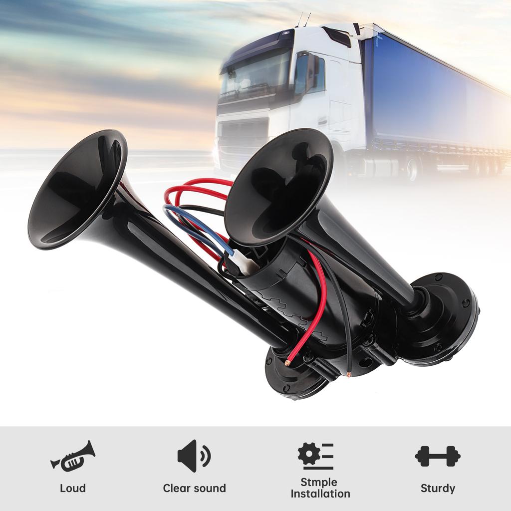 150dB Super Loud Black Air Horn Kit with Compressor Heavy Duty for Truck Train Marine Car Vehicles