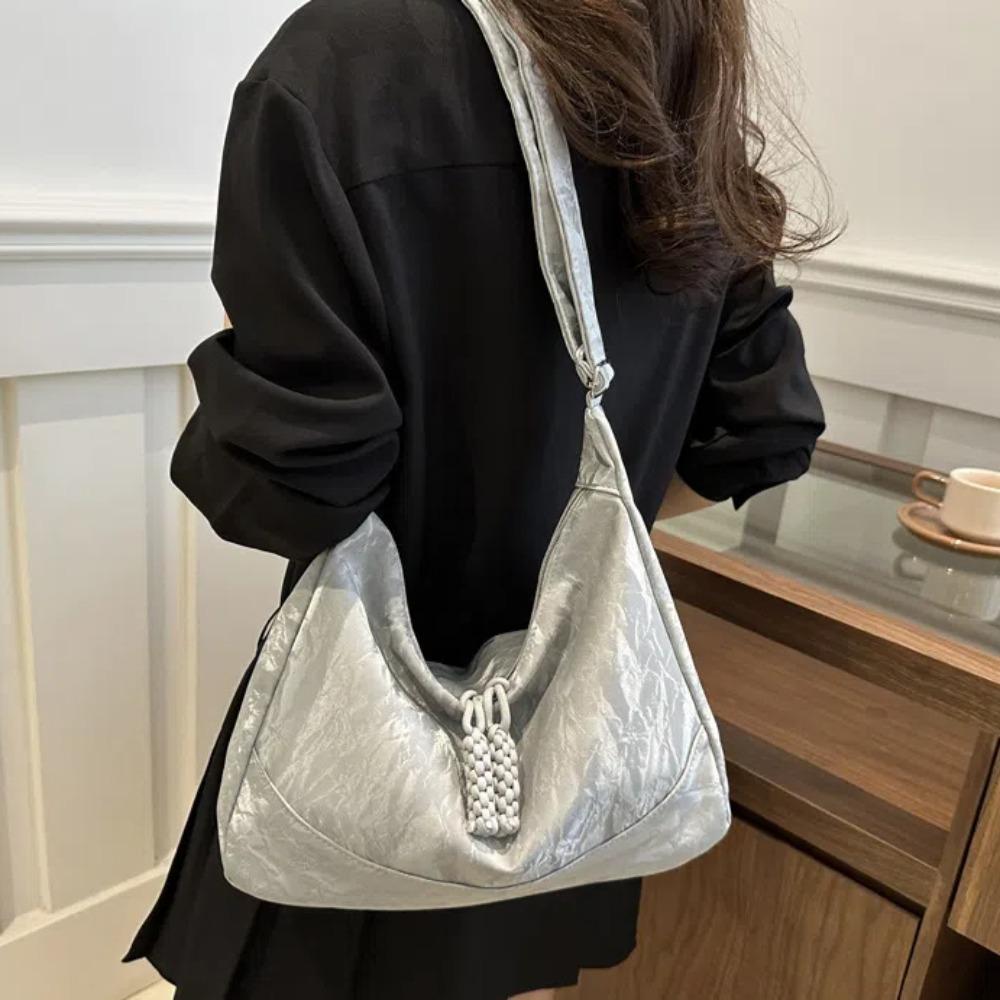 Soft Solid Color Tote Bag Large Capacity PU Leather Handbag All-Match Texture Crossbody Bag  Daily