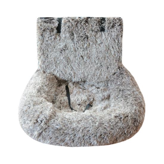 Dog Bed In Car Fluffy Pet Seat with Safety Straps Non-Slip Car Travel Dog Bed Pets Washable Cushion for Home Road Trip Small Large Dogs