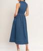 European and American style denim dress women's new sleeveless waist long thin A-shaped skirt cross-border fashion versatile skirt