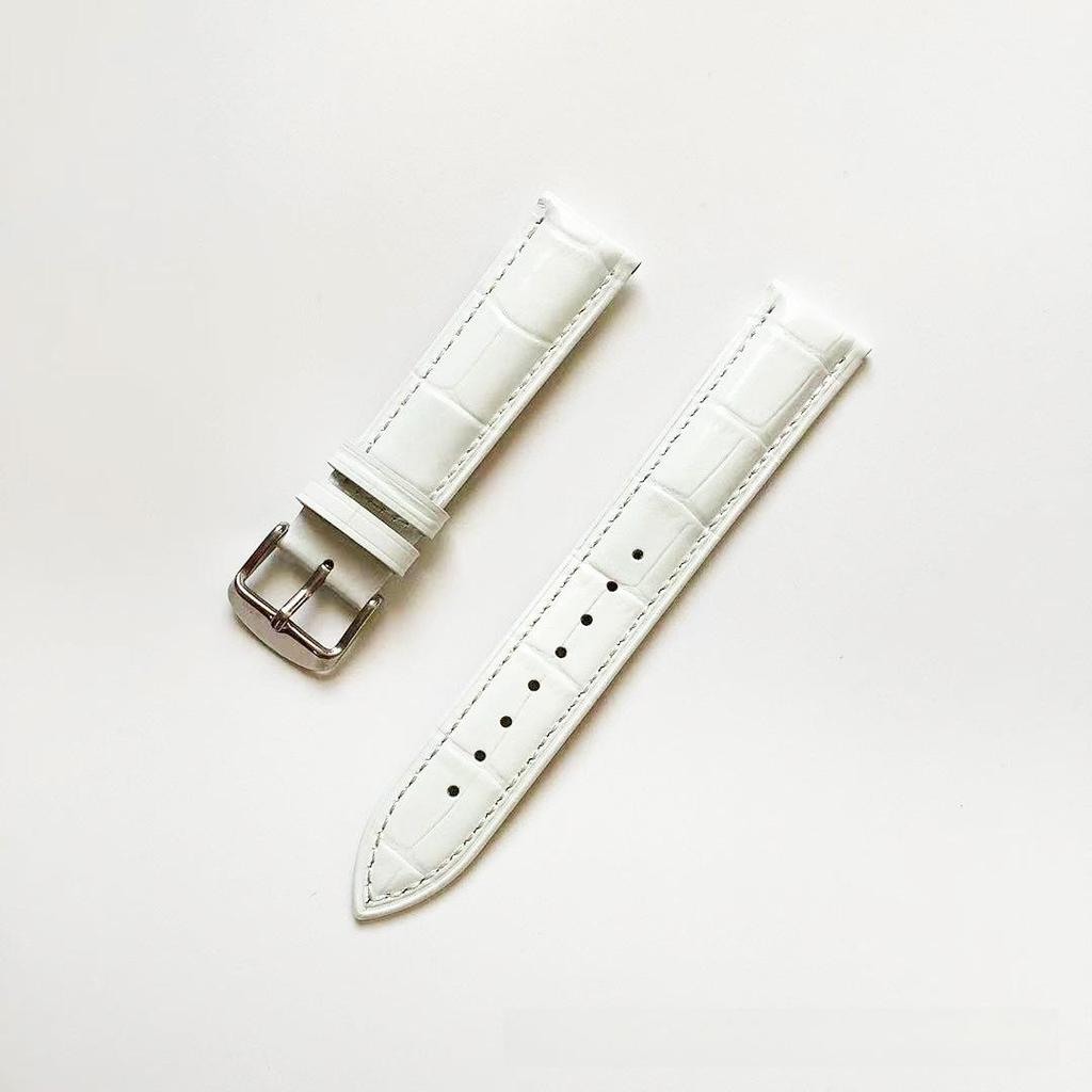 Genuine Leather Bamboo Grain Watch Strap with Pin & Butterfly Buckles, Universal Fit for Men & Women.