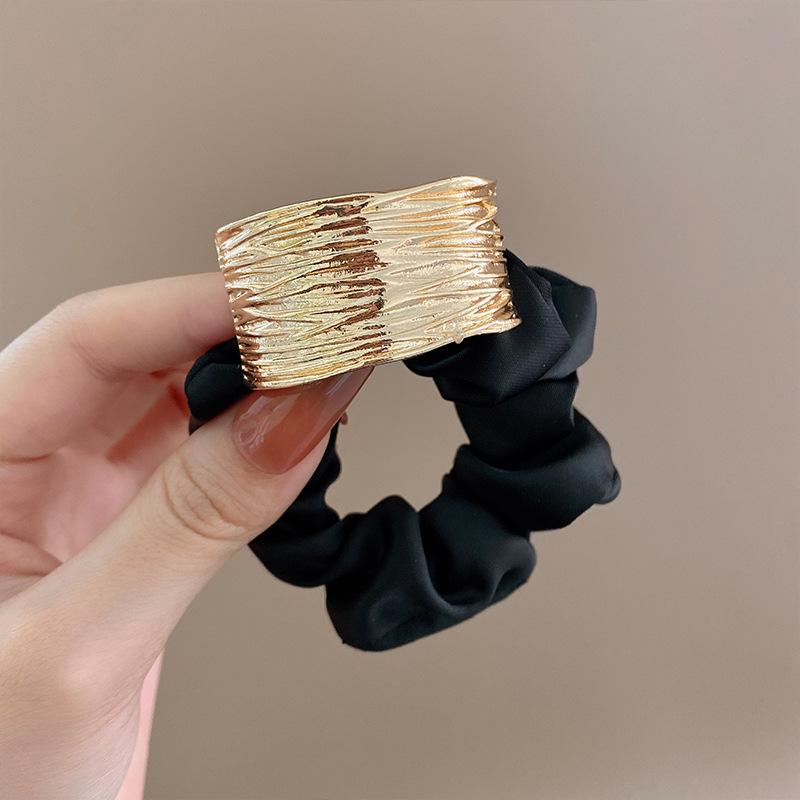 Korean Metal Satin Hairbands Women Girls Elegant Rubber Bands Hair Ties Hair Ropes Ponytail Holder Headdress Hair Accessories