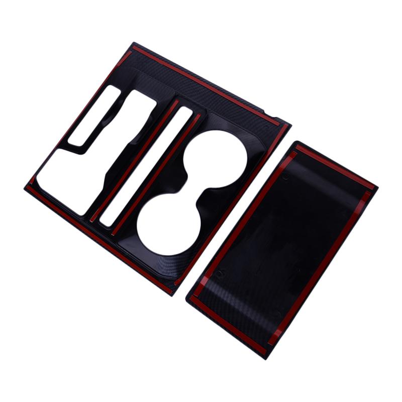 Center Console Gear Shift Box Water Cup Holder Panel Cover Trim Black Carbon Fiber Style Fit for Ford F-150 - LHD