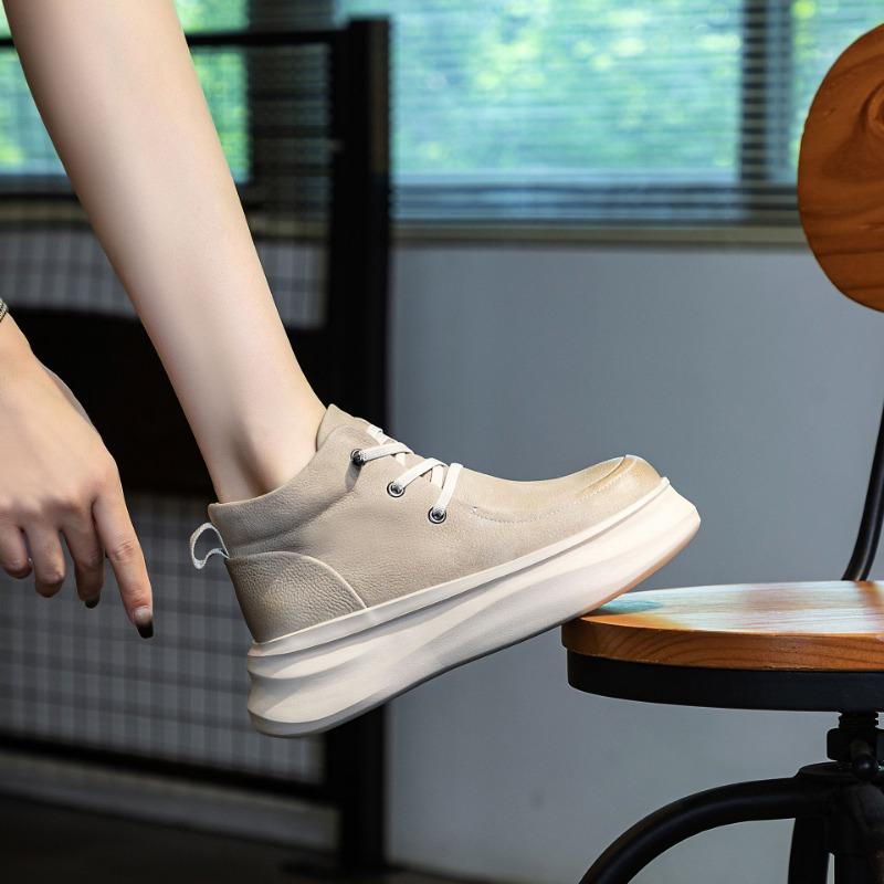 

Новые кеды с высоким верхом, повседневная женская обувь, обувь на толстой подошве, увеличивающая рост, и обувь из губки 35 бежевый