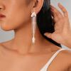 European and American Exaggerated Zircon Imitation Pearl Fish Skeleton Silver Needle Earrings Cold Wind Unique Personality Niche High-end Earrings