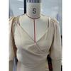 Vestido Mini de Verano Cruzado con Cuello en V Color Sólido Cintura Alta Dobladillo con Volantes Manga Corta Acampanada Elegante Casual Fiesta Cita Uso Diario Vestido de Sol