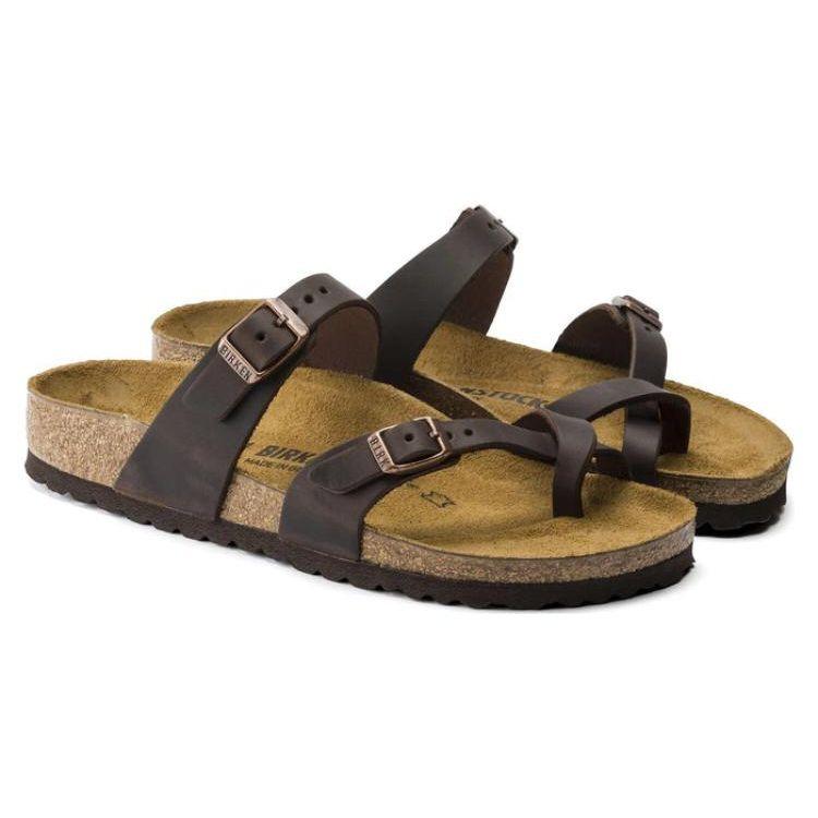 Birkenstock Leather Fashion Comfortable Slide Sandals Unisex Sandals Brown 0171321