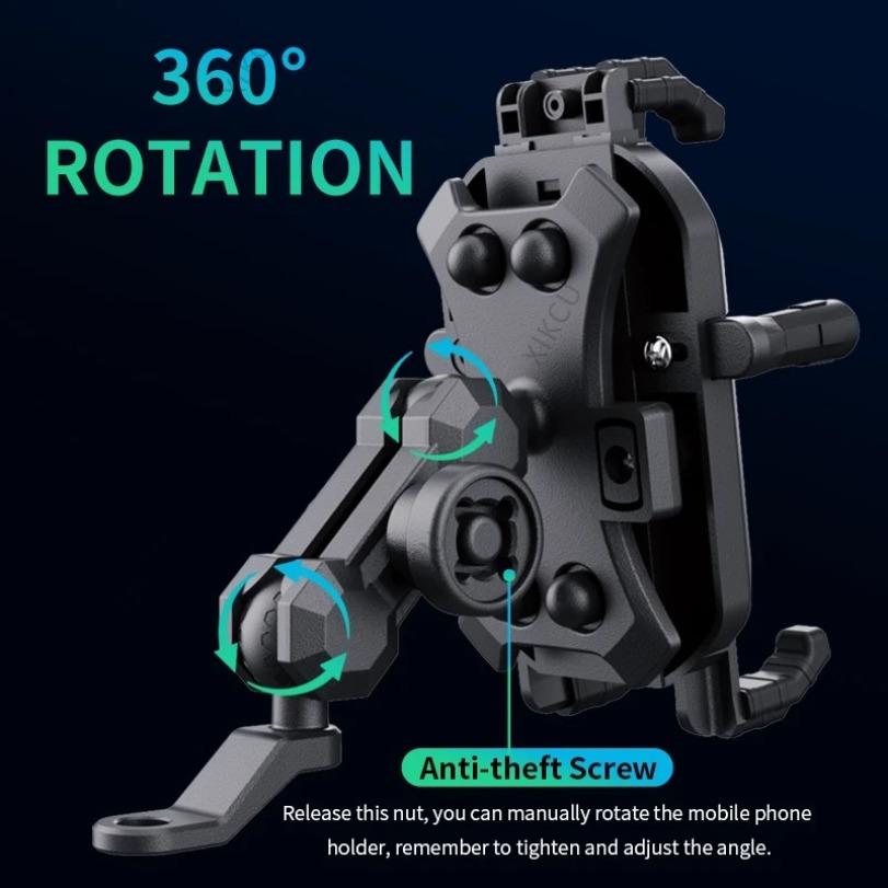 Shockproof Bicycle Motorcycle Phone Holder with Shading and Rainproof Shield 15W Wireless Charger for Smartphone Motorbike Stand