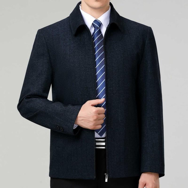 Men's Wool Jacket Middle-aged Men's Wool Jacket Dad's Lapel Casual Business Autumn and Winter Large Size Tops