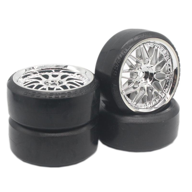 4Pcs RC 1:10 Drift Car Plastic Wheel Rim &Tyre Tires For HSP 94123/94122/94103/D4/D3