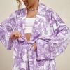 2-piece Casual Women's Pajama Set Long-sleeved Pajamas Lace-up Pajamas Sexy V-neck Pajama Shorts New Loose Home Clothes