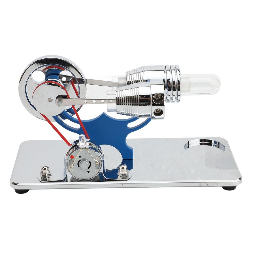 Stirling Engine Motor Model Aluminium Alloy Hot Air Educational Toy Electricity Generator with LED