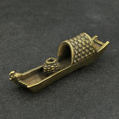 Novo Vintage Cobre Mini Barco Queimador de Incenso Chá Enfeites para Animais de Estimação Latão Barco de Pesca Pássaro Cerimônia do Chá Artesanato Feng Shui Decoração para Casa