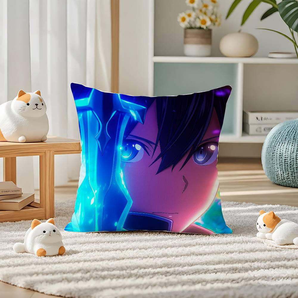 Sword Art Online Ultimate Collection Anime Plush Pillow Cover Soft Short Plush Cushion Cover For Sofa Bedroom Home Decor Gift