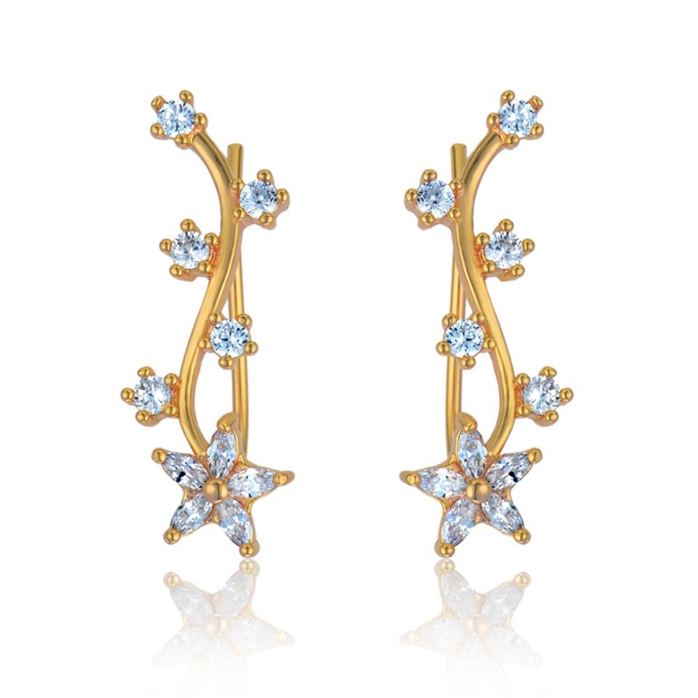 

Star Ear Cuffs Clip Earrings For Women Cute Gold Color CZ Rhinestone No Piercing Earring Punk Jewelry Gifts Wholesale Clear