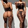 Trend Sexy Open Crotch Bodystockings Women Sexy Lingerie Sheer Fishnet Bodysuit Lace Underwear Erotic Outfits Crotchless Tights