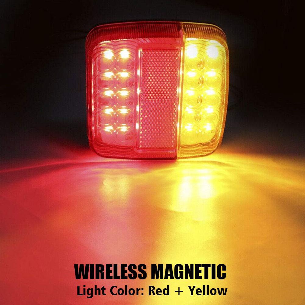 1set Wireless Magnetic Trailer Tail Light Waterproof Rechargeable Rear Taillight Signal Warning Brake Lamp Reflective Lens