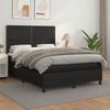 Exclusive House - Bed Slatted Base with Mattress Black 140x190 Cm Faux Leather