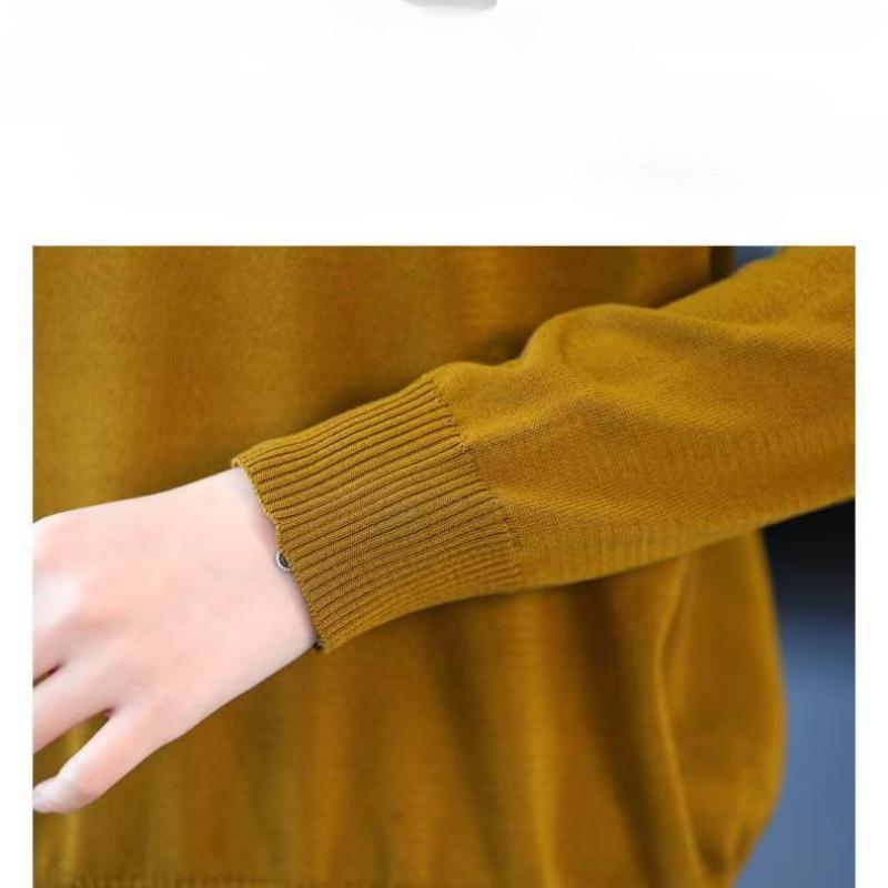 Middle Aged and Elderly Mothers' Women's Knitted Sweater Loose Slimming Round Neck Sweater Base Sweater