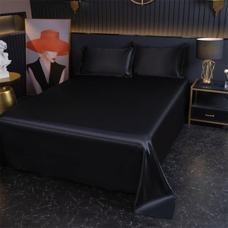 Luxurious Summer Satin Ice Silk Sheets Pillowcases Bedding Solid Color Sheets