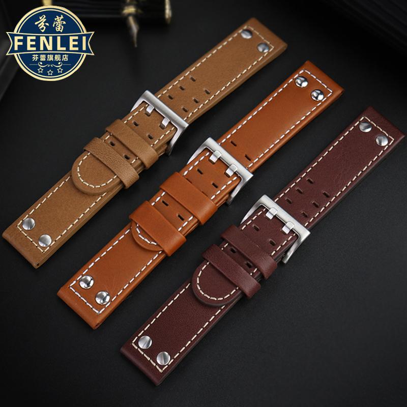 Για Λουράκι Ρολογιού Hamilton Khaki Aviation H77616533 H760250 Field Ανδρικό Γνήσιο Δέρμα Rivet Λουράκι Ρολογιού 20mm 22mm Καφέ Βραχιόλι