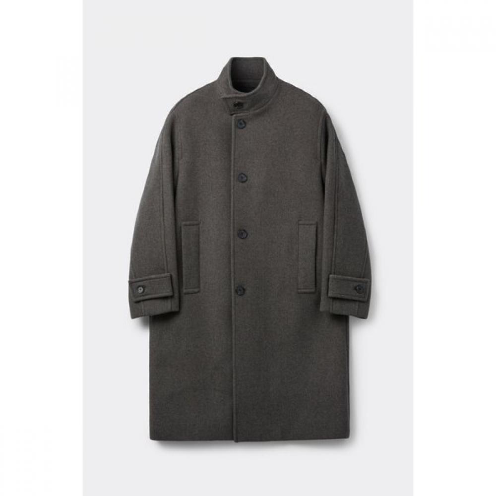 Customellow Oversize Fit Back Raglan High Neck Wool Coat Melange Brown Cwcaw2561