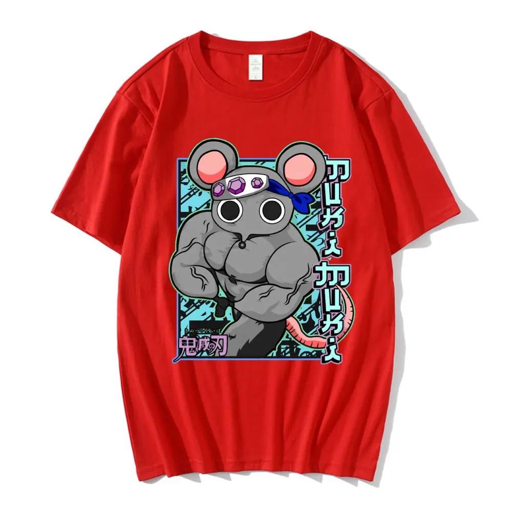 Men's Comic T-shirt 100% Cotton T-shirt Muki Demon Slayer Uzui Tengen Muki Gym Pattern Short-sleeved Top