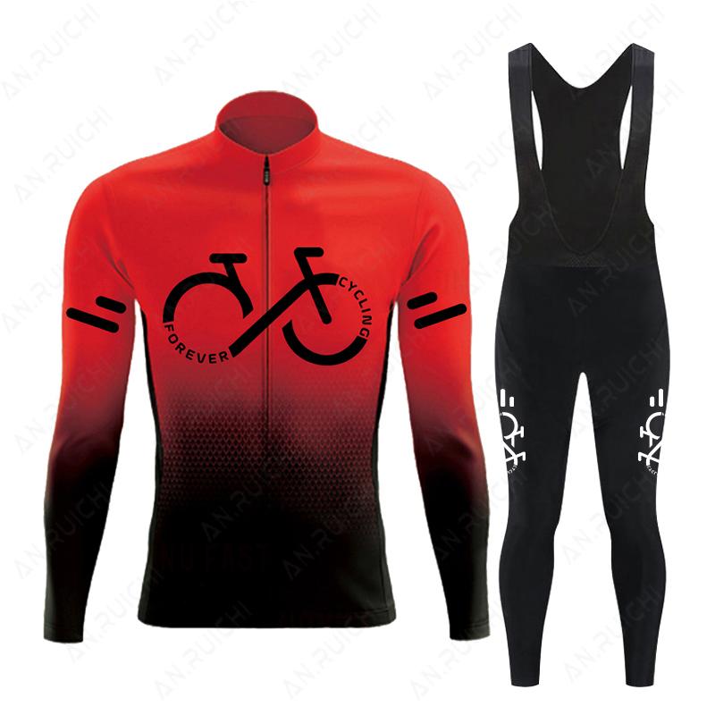 Fluorescent Color  Long Sleeve Cycling Clothing MTB Bike Uniform Maillot Ropa Ciclismo Men Bicycle Wear 2026 Autumn Breathable Cycling Suit Set