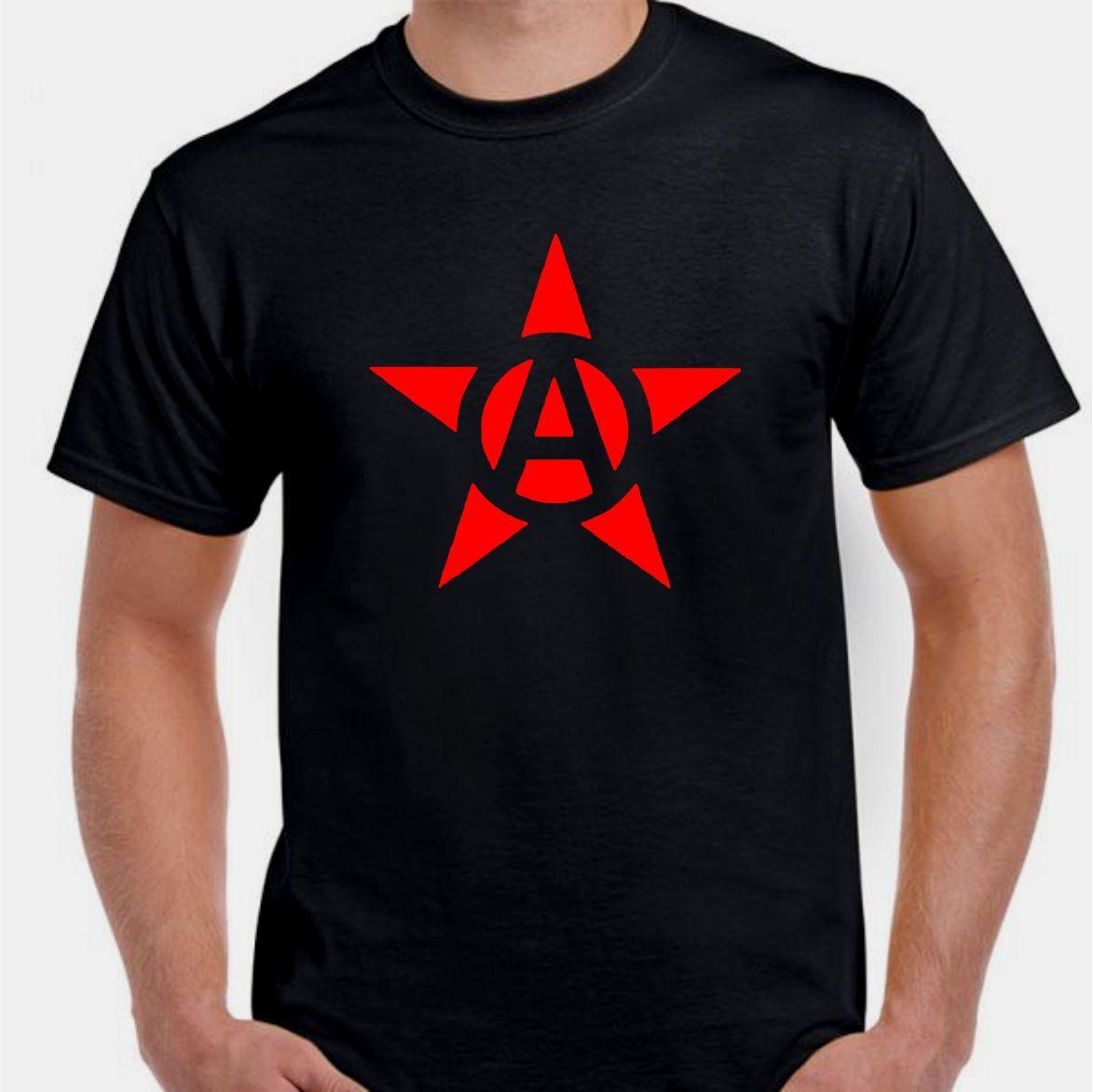 Anarchy red star Anarchist Revolution anti system Protest Tee T shirt XXXXL