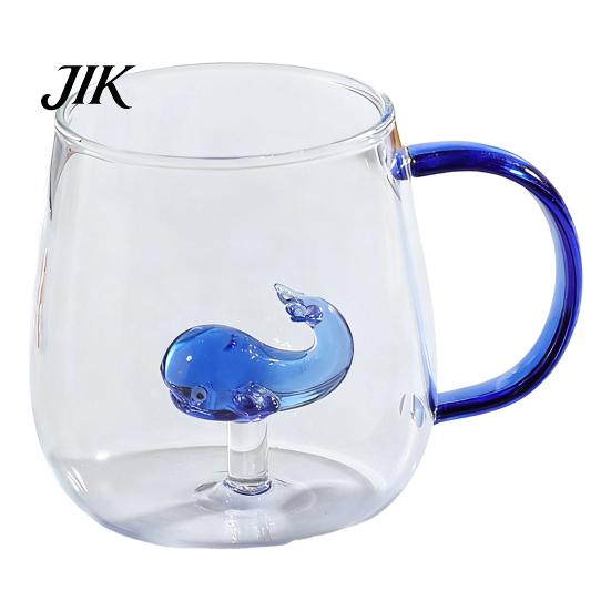 Coffee Milk Drink Cup Handmade Glass Animal Plant Shape Transparent Water Cute with Colorful Handle Creative Tea Mug