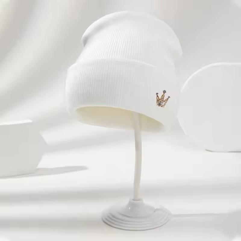 

1pc Crown Beanie Hat,Unisex Elastic Lightweight Streetwear,Cold Protection Warm Autumn and Winter Skull for Daily Outdoor One Size белый