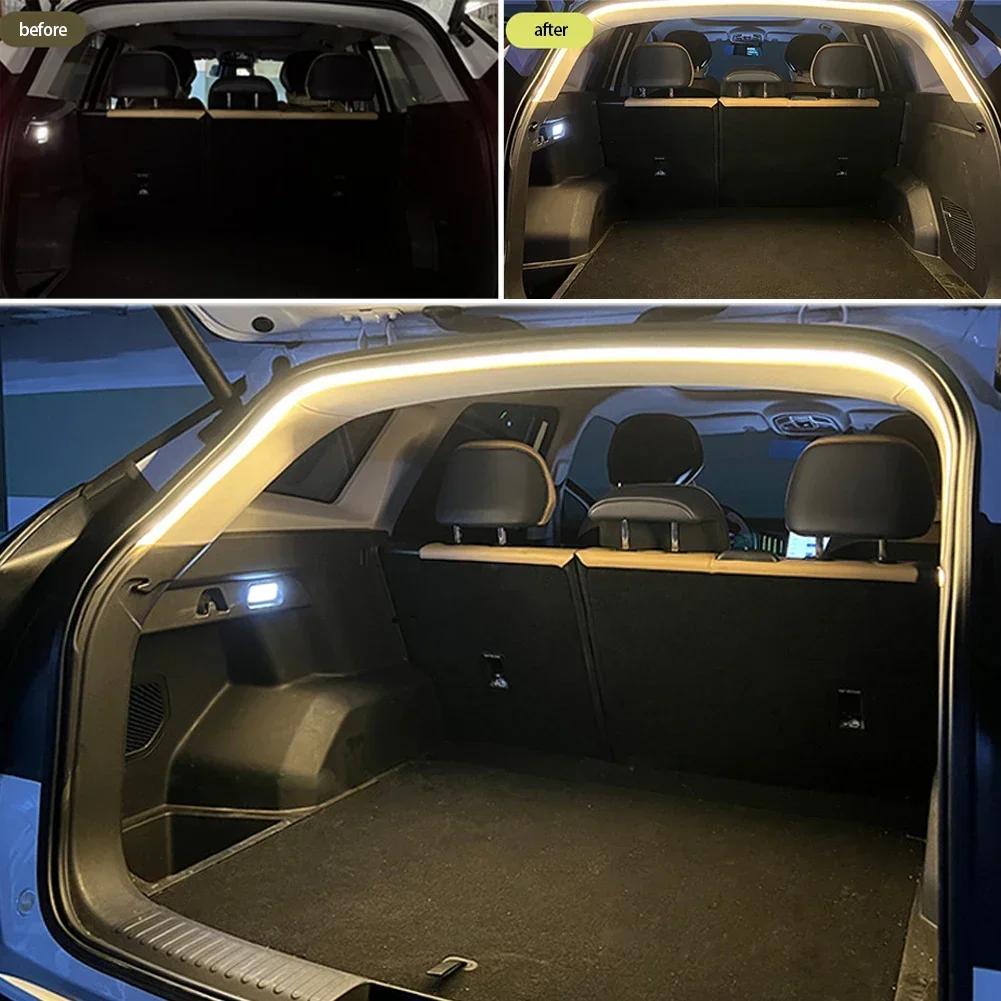 Car Trunk Led Light Strip Waterproof PVC Flexible Ambient Light Strip Automatic on/Off Hidden Installation Universal for Suv Mpv