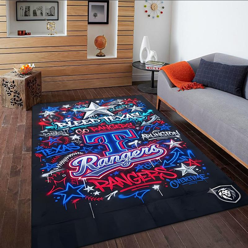 Baseball Rangers Map Carpet, Kitchen Rugs, Yoga Mat, Non-Slip Mats, Rug for Bathroom, Living Room Bedroom, Camping Rugs Christmas Gift