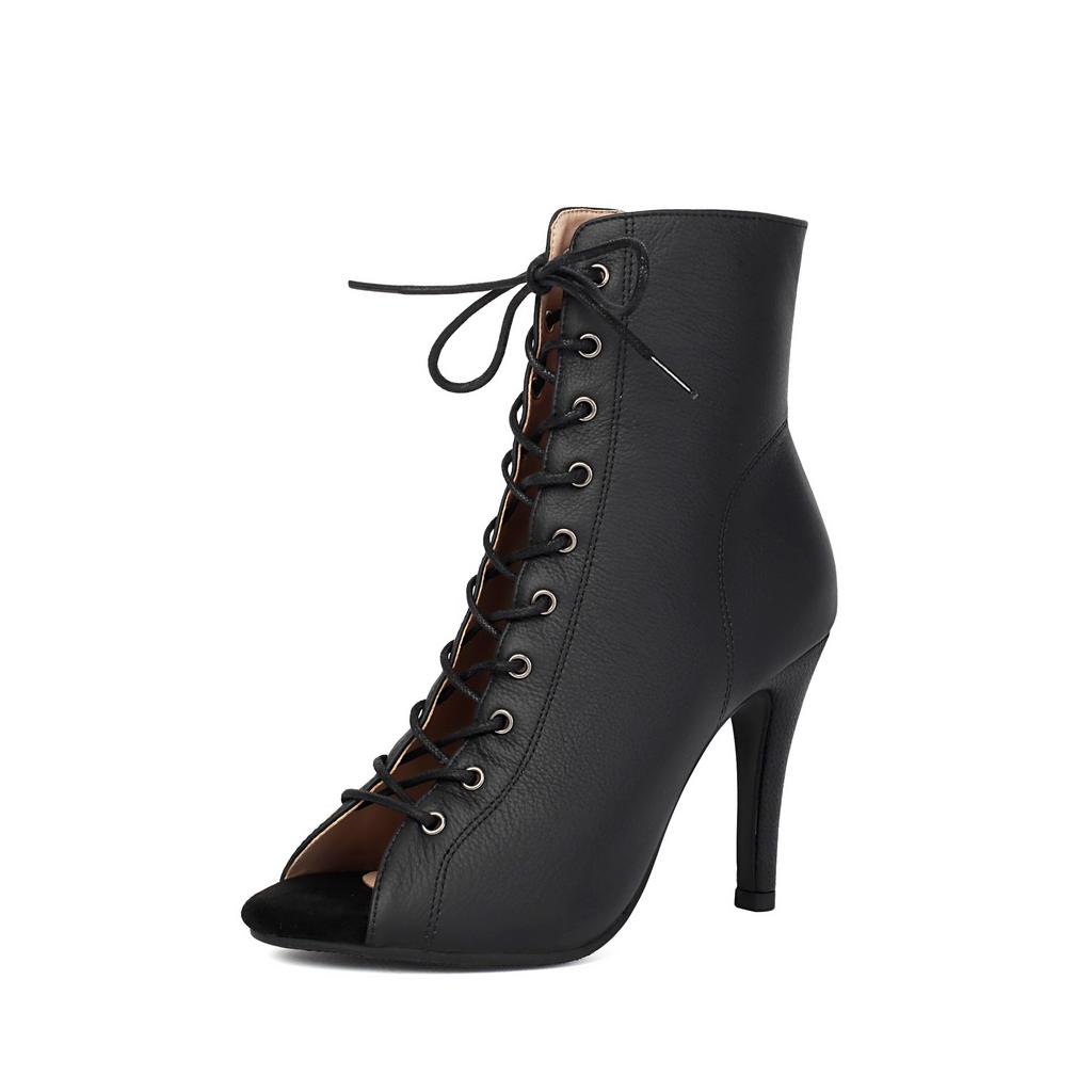 Lace-up Short Boots JAZZ Cool Boots Women's Heels Fish Mouth Dance Shoes Stiletto Jazz Dance Large Size High Heels