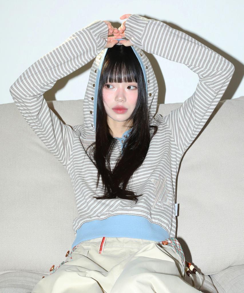 Wxt092 Kohane Striped Hoodie (Ivory)